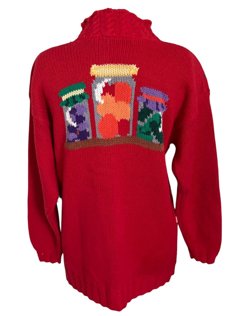 Vtg Karen Scott sweater features a vibrant, Cottagecore hand-knit Baking Theme - Picture 5 of 11